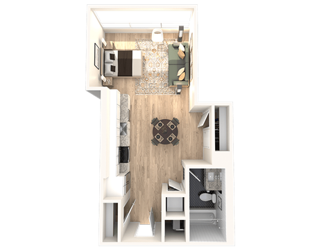 Floor plan for studio, 1 bath, 552 sqft